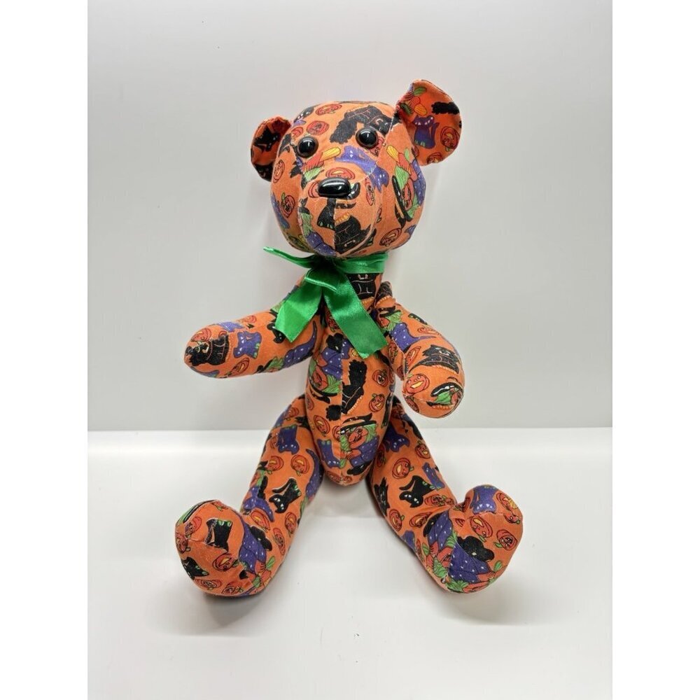 Vintage Kuddle Me Toys Halloween Teddy Bear Plush Pumpkins Cats Witches‎ Orange